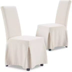 Lot de 2 chaises de salle à manger déhoussables Hayes ivoire - Finch : revêtement en polyester, structure en bois, housse amovible, style moderne