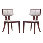 Lot de 2 chaises de salle à manger Pulitzer en similicuir argenté – Manhattan Comfort : pieds en hêtre, aucun assemblage requis