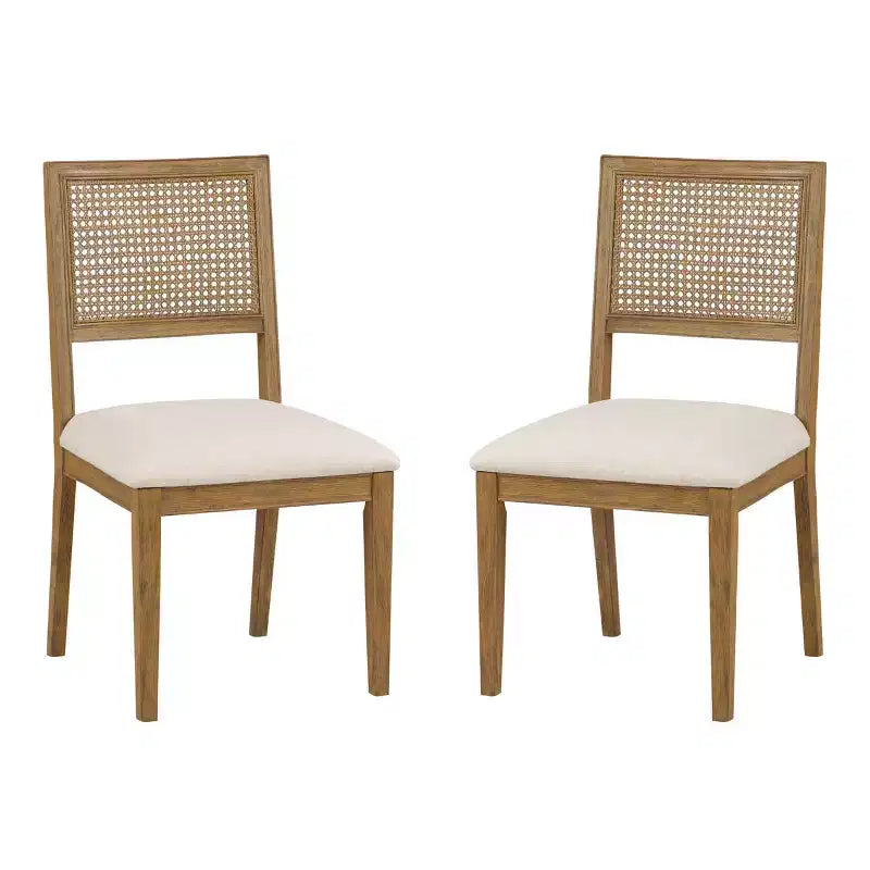 Ensemble de 2 chaises de salle à manger Alaina Lin - OSP Home Furnishings : Cadre en bois d'hévéa, dossier en cannage, revêtement en polyester