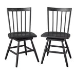 Lifestorey Lot de 2 chaises de salle à manger pivotantes Windsor Aspen en bois massif, noir mat