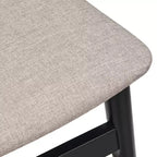 Chaise de salle à manger Lifestorey Whitney en bois massif et cannage, style Mid-Century Modern, noir/naturel/gris : style Mid-Century Modern, cadre en bois d'hévéa, lot de 2