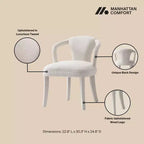 Lot de 2 chaises de salle à manger modernes rembourrées en tweed Palmer Manhattan Comfort Ivoire