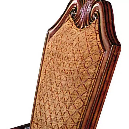 Chaises de salle à manger Acme Furniture Chateau De Ville, motif losanges, finition merisier