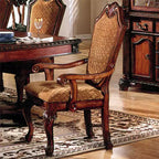 Chaises de salle à manger Acme Furniture Chateau De Ville, motif losanges, finition merisier