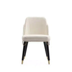 Manhattan Comfort Lot de 2 chaises de salle à manger Estelle en similicuir crème : Rembourrées, pieds en bois, aucun assemblage requis