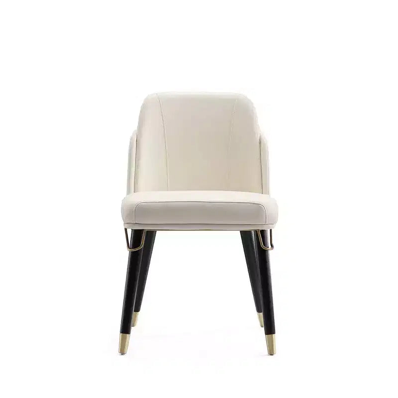 Manhattan Comfort Lot de 2 chaises de salle à manger Estelle en similicuir crème : Rembourrées, pieds en bois, aucun assemblage requis
