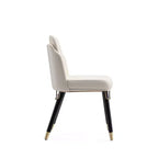 Manhattan Comfort Lot de 2 chaises de salle à manger Estelle en similicuir crème : Rembourrées, pieds en bois, aucun assemblage requis