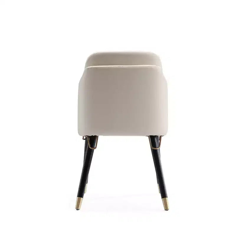 Manhattan Comfort Lot de 2 chaises de salle à manger Estelle en similicuir crème : Rembourrées, pieds en bois, aucun assemblage requis