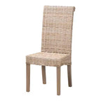 bali & pari Chaise de salle à manger Santiago en rotin naturel et bois de manguier Gris Kubu/Taupe rustique