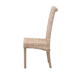 bali & pari Chaise de salle à manger Santiago en rotin naturel et bois de manguier Gris Kubu/Taupe rustique