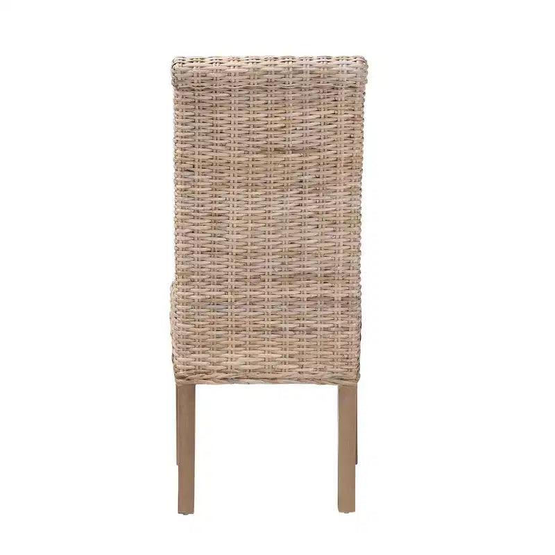bali & pari Chaise de salle à manger Santiago en rotin naturel et bois de manguier Gris Kubu/Taupe rustique