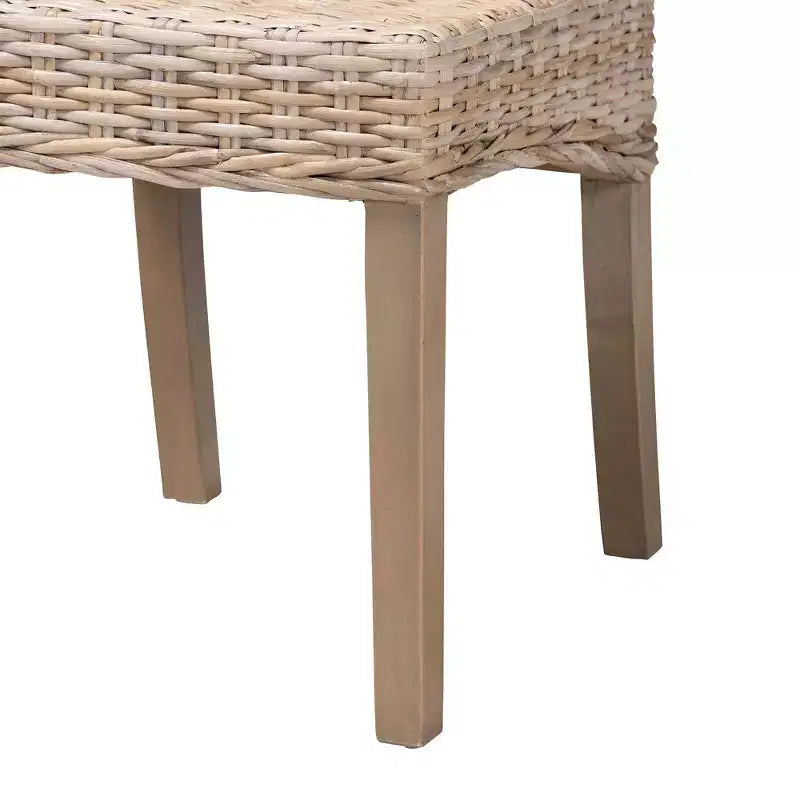 bali & pari Chaise de salle à manger Santiago en rotin naturel et bois de manguier Gris Kubu/Taupe rustique