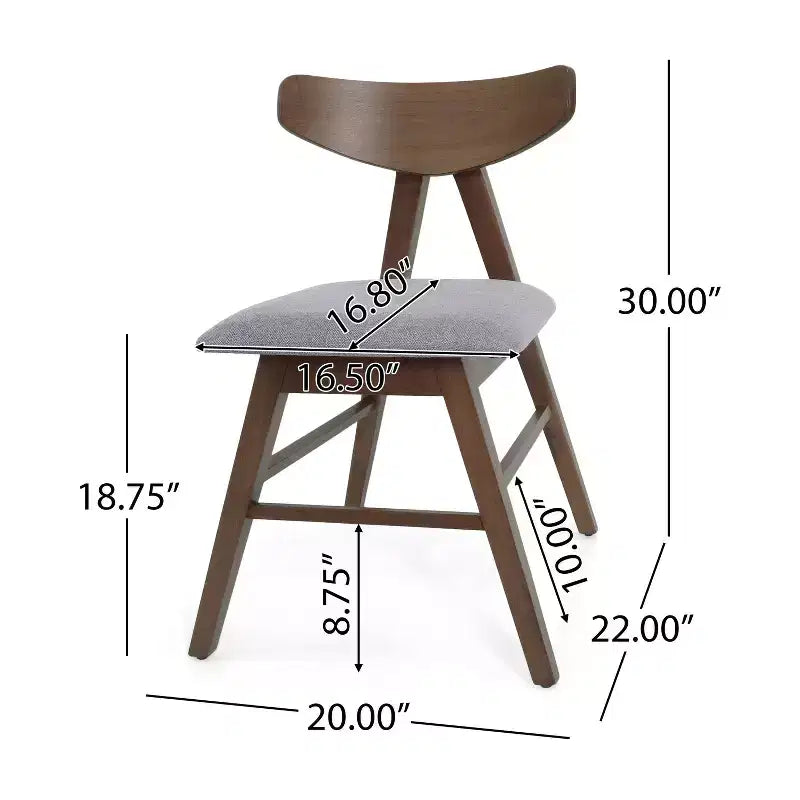 Lot de 2 chaises de salle à manger rembourrées Christopher Knight Home Stocker gris foncé/noyer