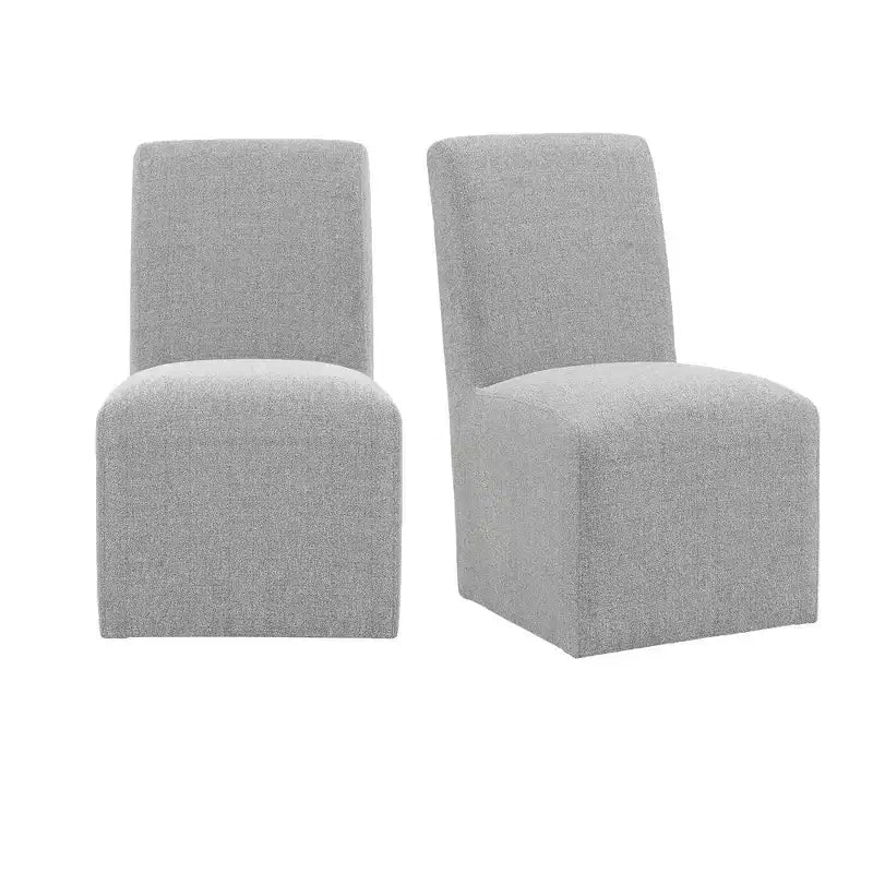 Picket House Furnishings Lot de 2 chaises d'appoint rembourrées Cade grises : Tissu de lin et pieds en bois