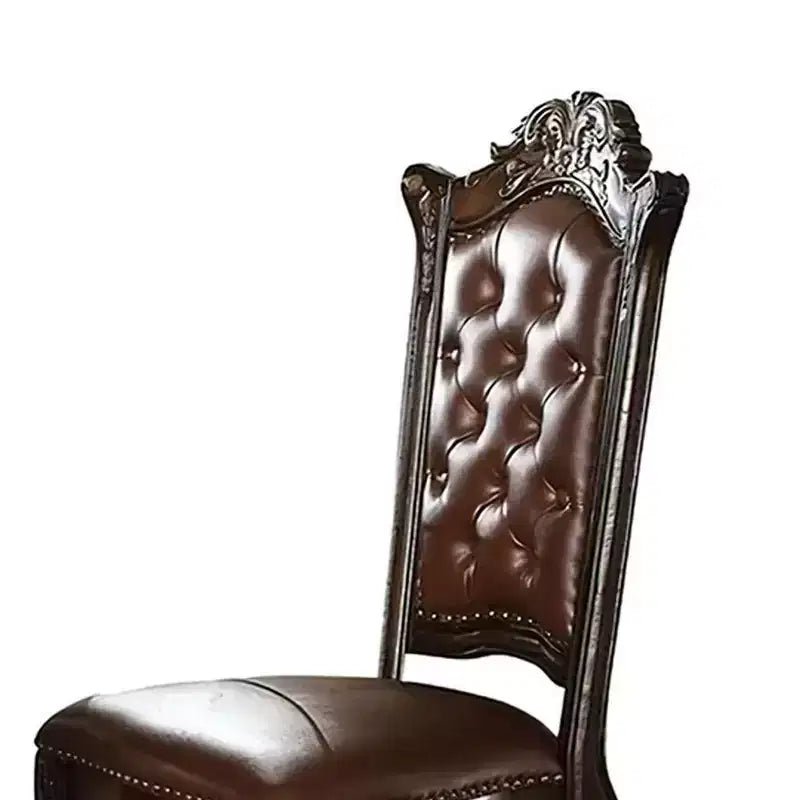 Ensemble de 2 chaises de salle à manger Vendome 23" Cerisier - Acme Furniture : Sculptures traditionnelles, garniture cloutée, revêtement en polyuréthane