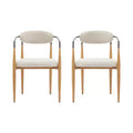 Christopher Knight Home Set of 2 Eva Modern Upholstered Iron Dining Chairs with Curved Open Back Beige/Light Brown
