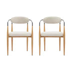 Christopher Knight Home Set of 2 Eva Modern Upholstered Iron Dining Chairs with Curved Open Back Beige/Light Brown