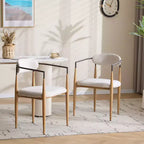 Christopher Knight Home Ensemble de 2 chaises de salle à manger Eva modernes en fer rembourré avec dossier ouvert incurvé Beige/Marron clair