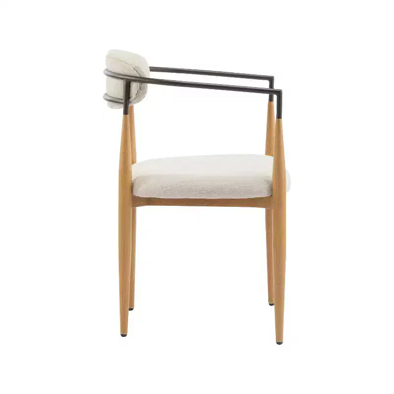 Christopher Knight Home Ensemble de 2 chaises de salle à manger Eva modernes en fer rembourré avec dossier ouvert incurvé Beige/Marron clair