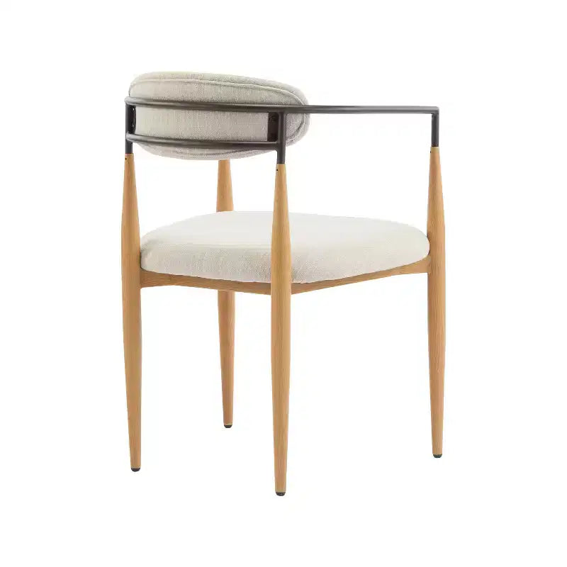 Christopher Knight Home Ensemble de 2 chaises de salle à manger Eva modernes en fer rembourré avec dossier ouvert incurvé Beige/Marron clair