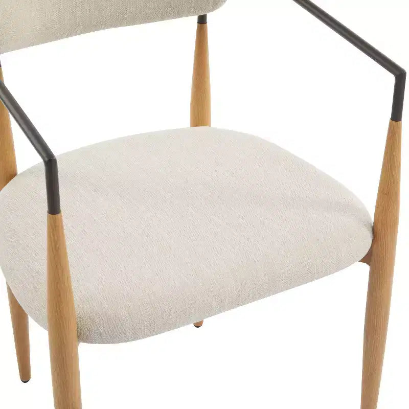 Christopher Knight Home Ensemble de 2 chaises de salle à manger Eva modernes en fer rembourré avec dossier ouvert incurvé Beige/Marron clair