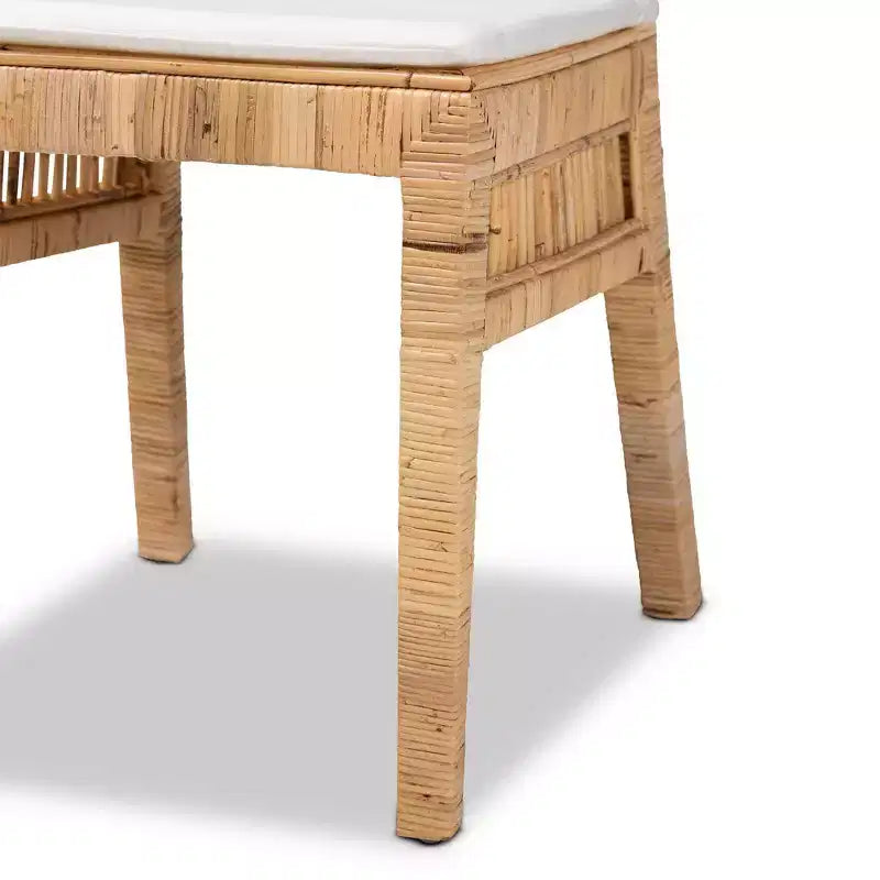 Ensemble de 2 chaises de salle à manger Suci en rotin et bois naturel/marron - Bali & Pari : Structure en acajou, style bohème, assise rembourrée