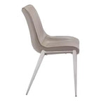 Lot de 2 chaises de salle à manger Encanto Gris/Argent - ZM Home : Piètement en acier inoxydable brossé, design moderne sans accoudoirs et rembourré