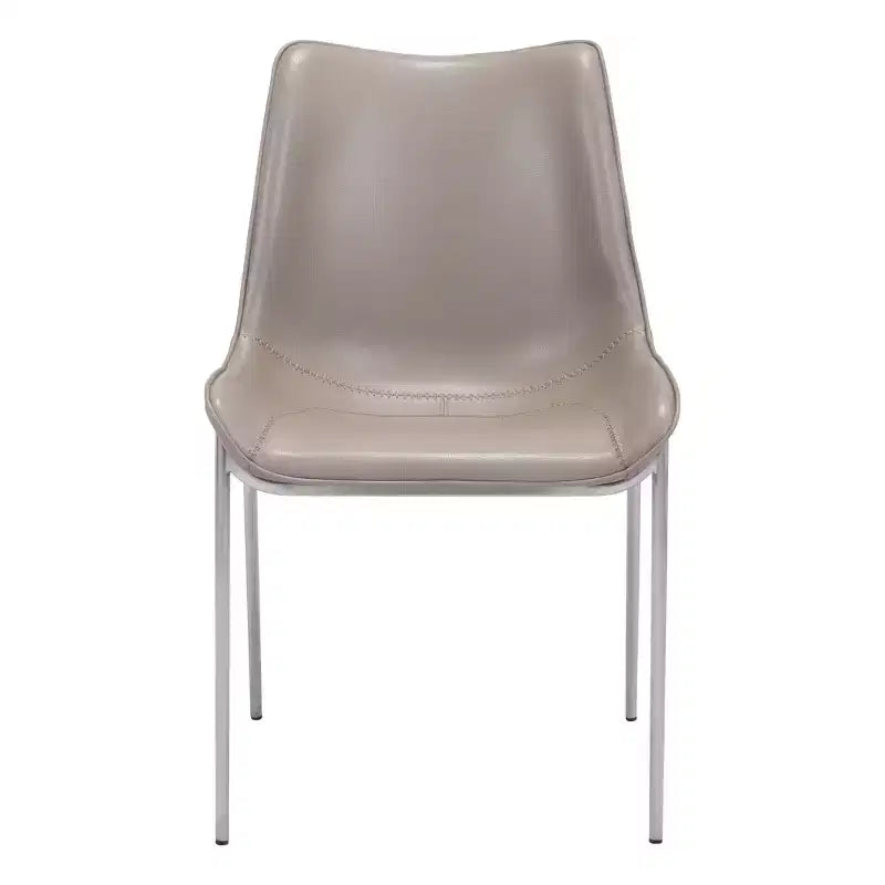 Lot de 2 chaises de salle à manger Encanto Gris/Argent - ZM Home : Piètement en acier inoxydable brossé, design moderne sans accoudoirs et rembourré