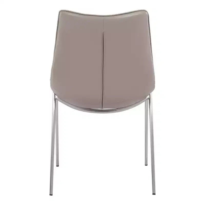 Lot de 2 chaises de salle à manger Encanto Gris/Argent - ZM Home : Piètement en acier inoxydable brossé, design moderne sans accoudoirs et rembourré