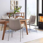 Lot de 2 chaises de salle à manger Encanto Gris/Argent - ZM Home : Piètement en acier inoxydable brossé, design moderne sans accoudoirs et rembourré
