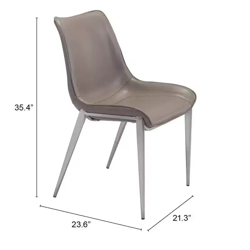 Lot de 2 chaises de salle à manger Encanto Gris/Argent - ZM Home : Piètement en acier inoxydable brossé, design moderne sans accoudoirs et rembourré