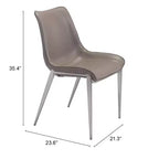 Lot de 2 chaises de salle à manger Encanto Gris/Argent - ZM Home : Piètement en acier inoxydable brossé, design moderne sans accoudoirs et rembourré