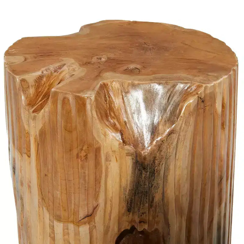 Tabouret contemporain en bois de teck à bord brut marron - Olivia & May : Fait main, Aucun assemblage, Usage intérieur
