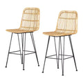 2pk Stool Balka Rattan Counter Height Barstool Rattan/Black - South Shore: Handmade, Kitchen Island Seating