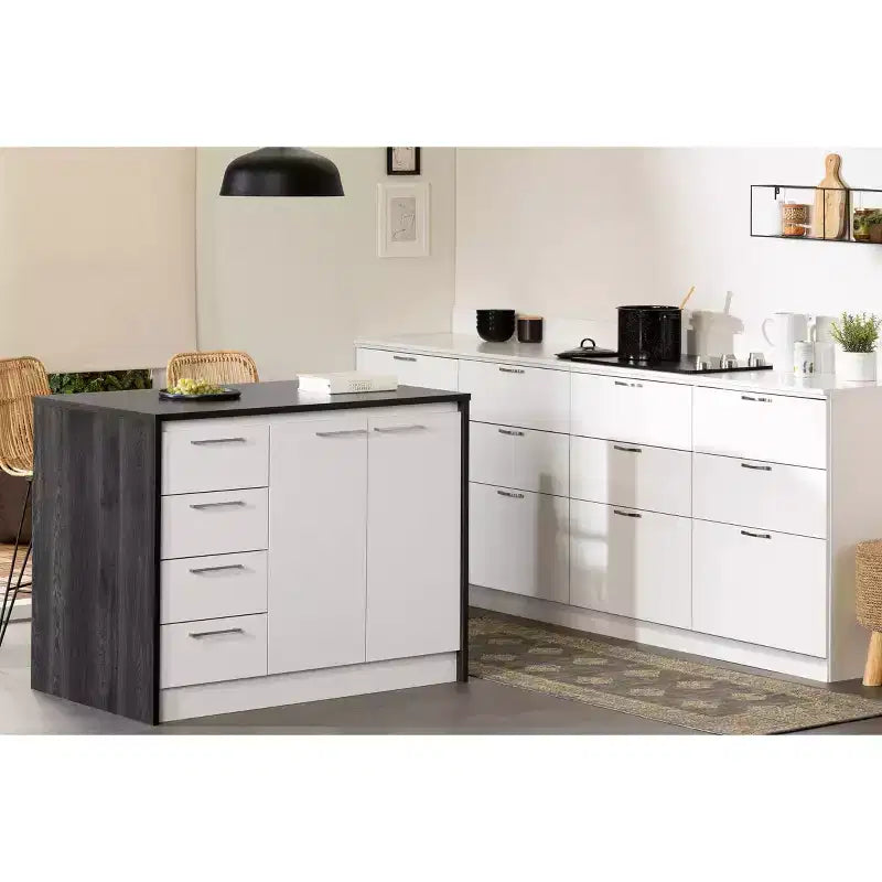 2 tabourets Balka en rotin hauteur comptoir rotin/noir – South Shore : faits à la main, sièges pour îlot de cuisine