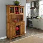 Bahut avec vaisselier 2 portes Bois/Chêne - Home Styles : Élégante desserte, vitrine, casier à vin, meuble de rangement