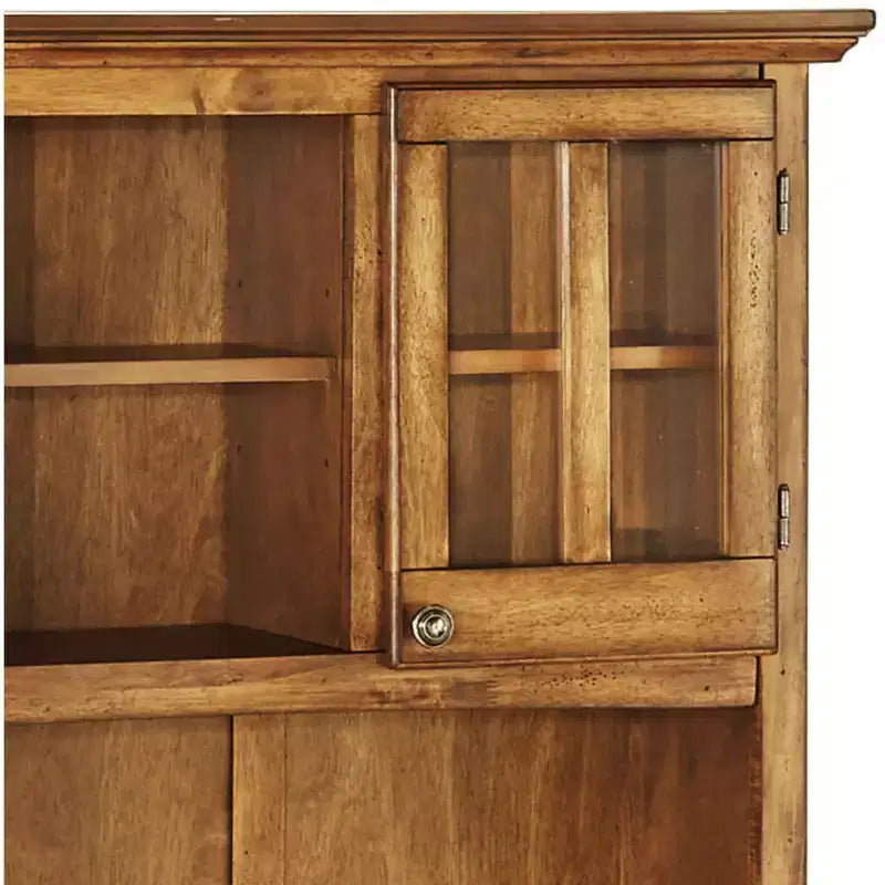 Bahut avec vaisselier 2 portes Bois/Chêne - Home Styles : Élégante desserte, vitrine, casier à vin, meuble de rangement