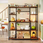 LITTLE TREE Étagère de Rangement 5 Niveaux 55" Étagère à Boulangerie Marron/Noir
