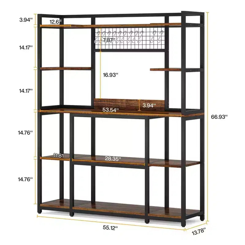 LITTLE TREE Étagère de Rangement 5 Niveaux 55" Étagère à Boulangerie Marron/Noir