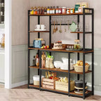 LITTLE TREE Étagère de Rangement 5 Niveaux 55" Étagère à Boulangerie Marron/Noir