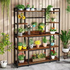 LITTLE TREE Étagère de Rangement 5 Niveaux 55" Étagère à Boulangerie Marron/Noir