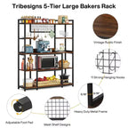 LITTLE TREE Étagère de Rangement 5 Niveaux 55" Étagère à Boulangerie Marron/Noir