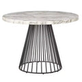 Lifestorey Indra Modern Faux Marble Round Dining Table Off-White/Black: Faux Marble Top, 4-Seater, Modern Kitchen Furniture