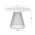Table à manger ronde Lifestorey Indra moderne en similicuir marbre blanc cassé/noir : plateau en similicuir marbre, 4 places, mobilier de cuisine moderne