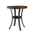 40" Angelo Bar Height Table Oak - Powell: Transitional Bronze Metal Legs, Circular Shelf