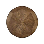 Table de 40" à hauteur de bar Angelo Chêne - Powell : Pieds en métal bronze de transition, étagère circulaire