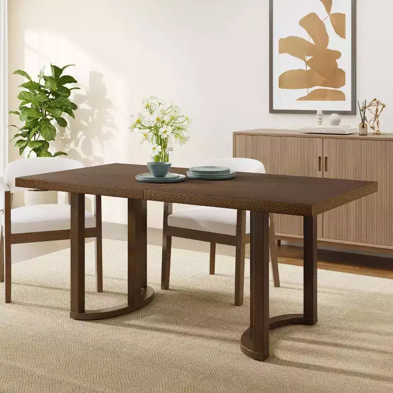 Christopher Knight Home Nicholas Table à manger rectangulaire moderne 6 places 69 po en bois d'hévéa, Noyer