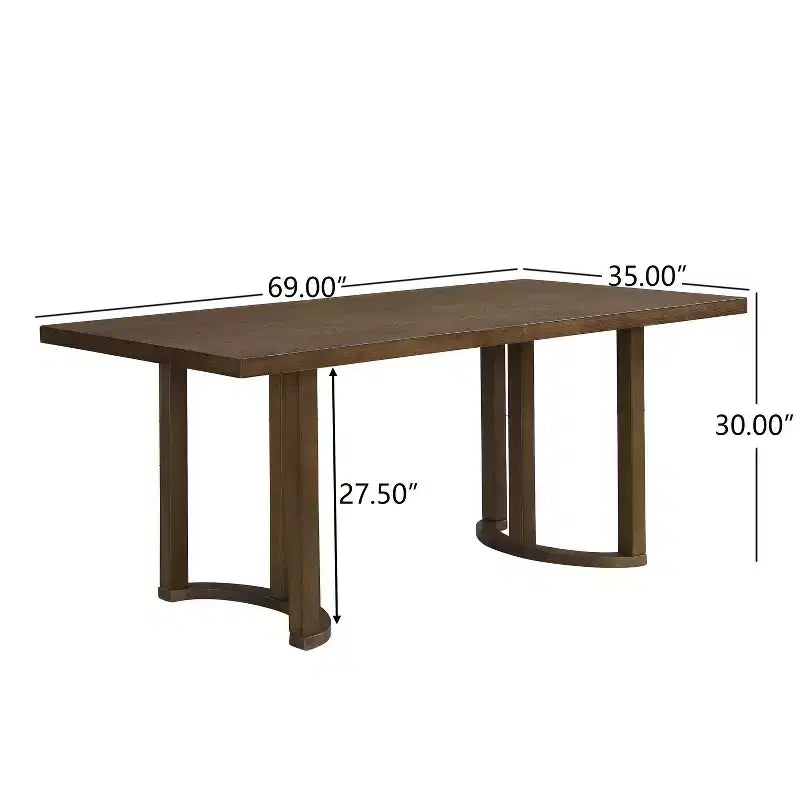 Christopher Knight Home Nicholas Table à manger rectangulaire moderne 6 places 69 po en bois d'hévéa, Noyer