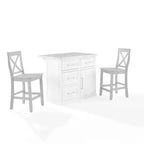 Crosley 42" Cutler Faux Marble Top Kitchen Island with X-Back Stools White/Gray: Beaded Molding, Storage Cabinet, Wood Veneer
