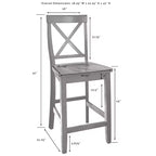 Îlot de cuisine Crosley Cutler 42 po avec plateau en faux marbre et tabourets à dossier en X Blanc/Gris : Moulure perlée, armoire de rangement, placage en bois